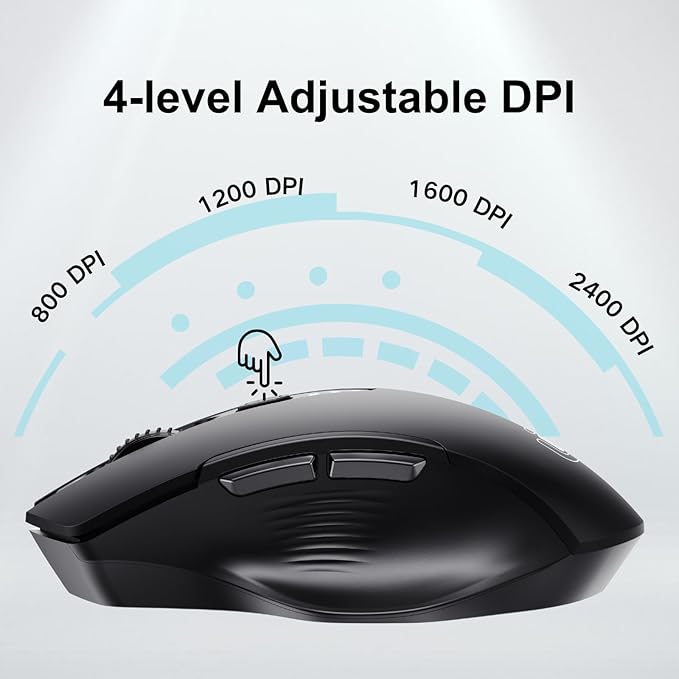 Wireless Mouse, Upgraded 2.4GHz Rechargeable Ergonomic Computer Mouse, 4 Levels - Image 4