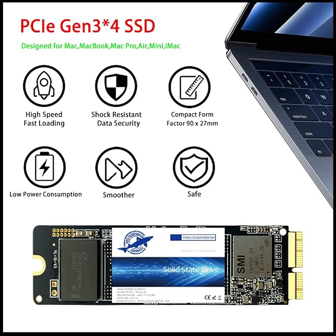 Dogfish 1TB NVMe SSD for MacBook PCIe Gen3x4 M.2 2280, Internal SSD for MacBook - Image 2