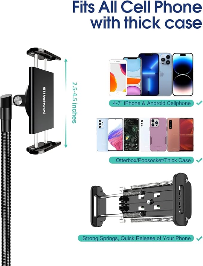 Elitehood 6.7 Feet Tall Phone Tripod, Heavy Duty Metal iPhone Tripod Stand - Image 6