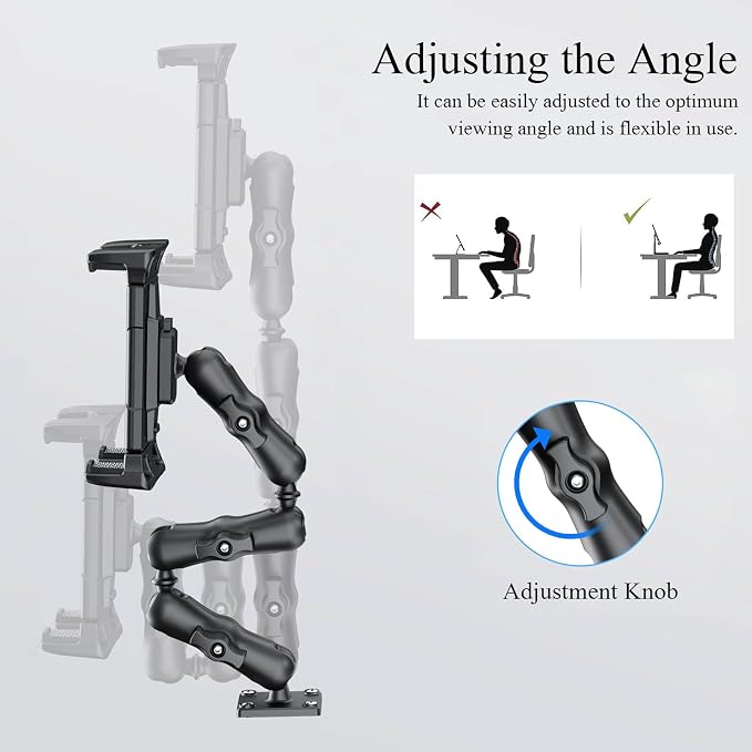 OHLPRO Heavy Duty Drill Base Tablet Mount Holder, 360° Adjustable iPad Mount - Image 6