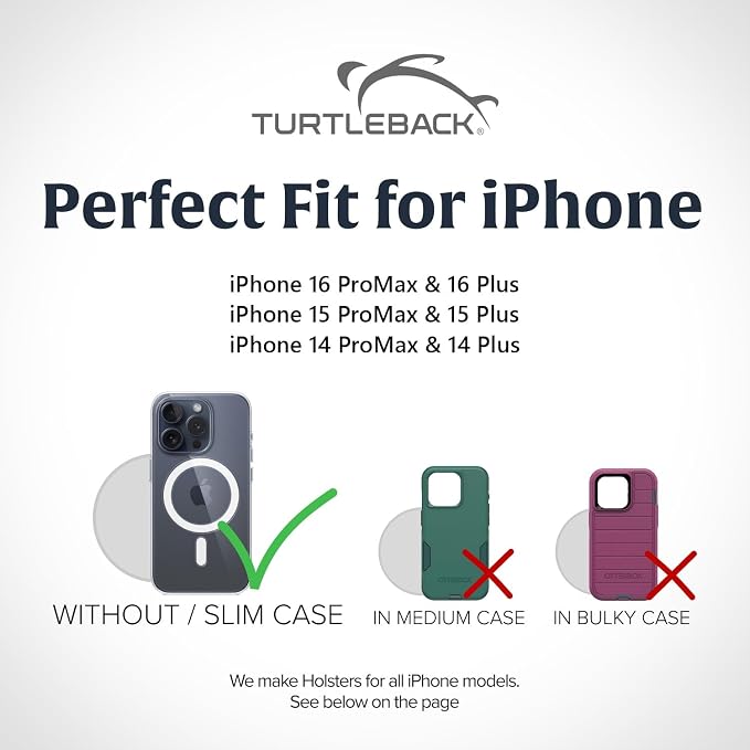 Turtleback Belt Clip for iPhone 16 Pro Max, 15 Pro Max, 14 Pro Max -Small- Fits - Image 2