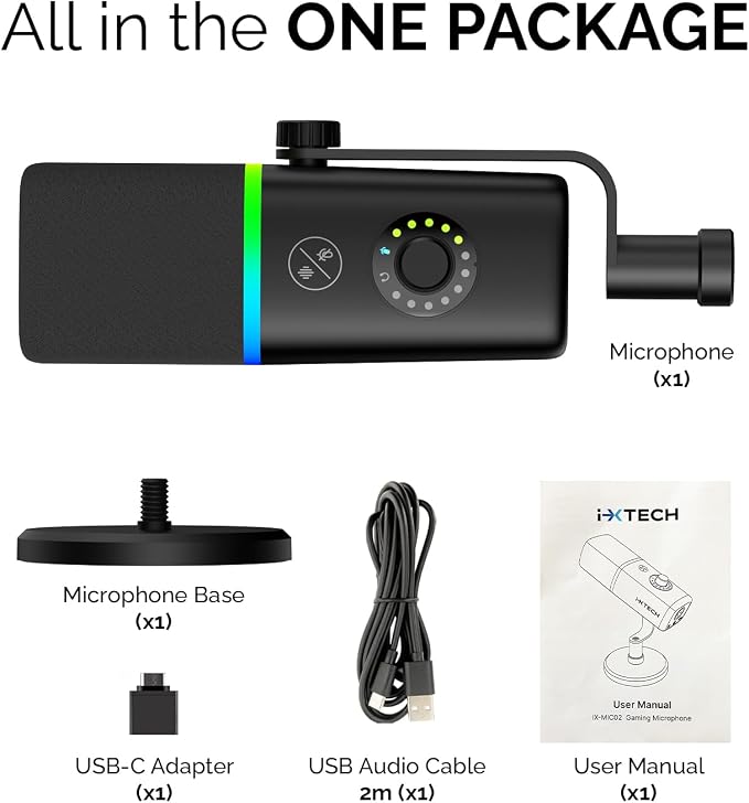 IXTECH Gaming USB Microphone for PC, Noise Cancellation Condenser Mic for - Image 9