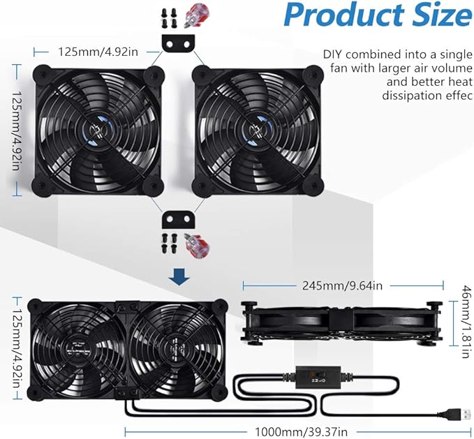 SCCCF Dual 120mm USB Cooling Fan - Image 3