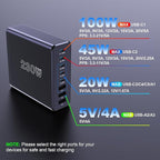 230W USB C Charging Station, Graaci Compact 8 Ports GaN Desktop Charger - Image 3