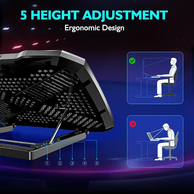 AIMIUZI Laptop Cooling Pad Laptop Cooler Stand, Laptop Fan Cooling Pad - Image 2
