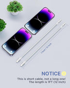 2Pack Short USB C to Lightning Cable 1ft, PD USB C to iPhone Charger Cable MFi - Image 5