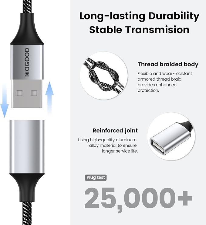 Durable USB A Male to 2 Female Extension Cord - Image 6