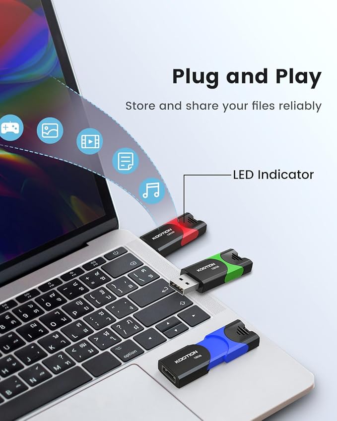 KOOTION 128GB Flash Drive 3 Pack USB Flash Drives Multicolor USB Drive - Image 5