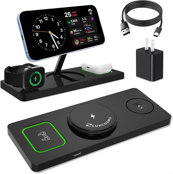 Wireless Charger Station 3 in 1, Fast Charging by LUKCOZMO
