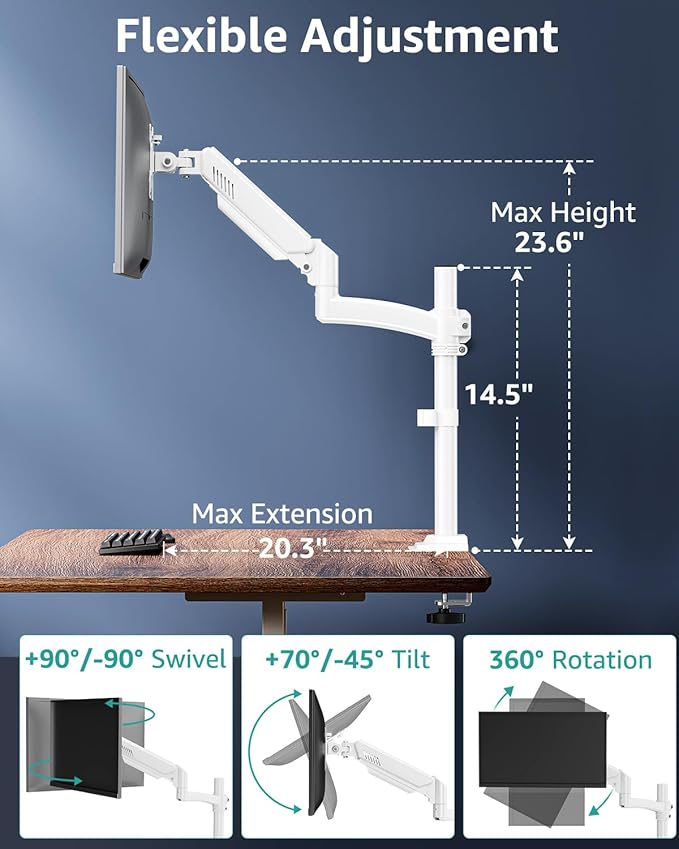 Single Monitor Mount Arm, VESA Desk Mount Stand - Image 3