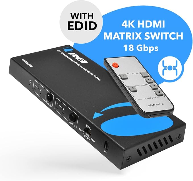 OREI 4K HDMI Matrix Switch 2 X 2, Switcher 18G UltraHD Supports Upto 4K @ 60Hz - Image 8