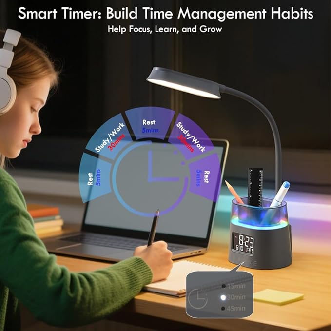 WILIT LED Desk Lamp for College Dorm Room Essentials, Students Study Lamp - Image 3