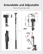 Aureday 72" Phone Tripod and Selfie Stick, Cell Phone Tripod Stand - Image 4