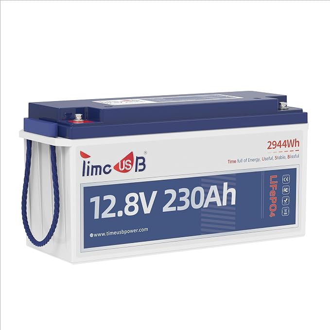 12V 230Ah LiFePO4 Battery, Built-in 150A BMS, Max. 1920W Power Output & 2944Wh by Timeusb