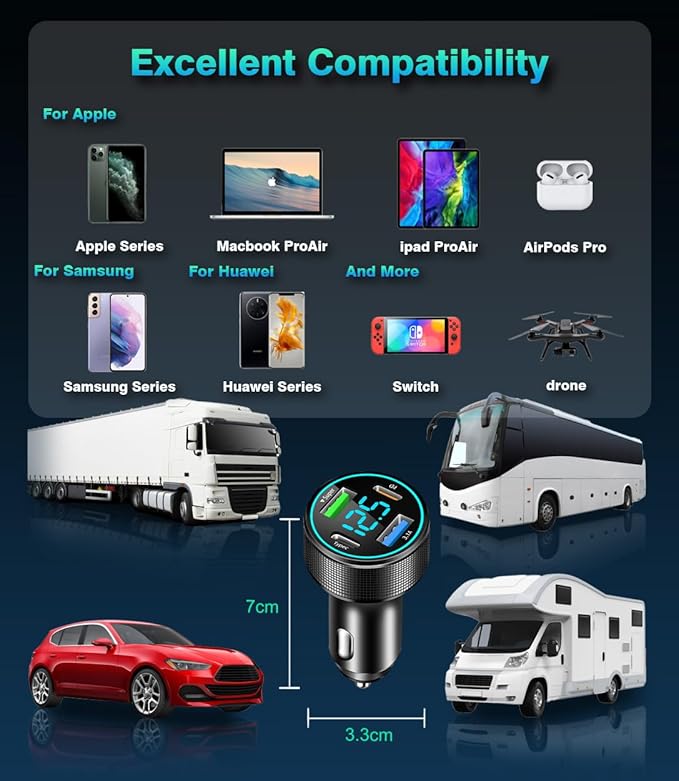2 Packs of 66W USB C Car Charger 4 Port Car Charger Adapter - Image 7