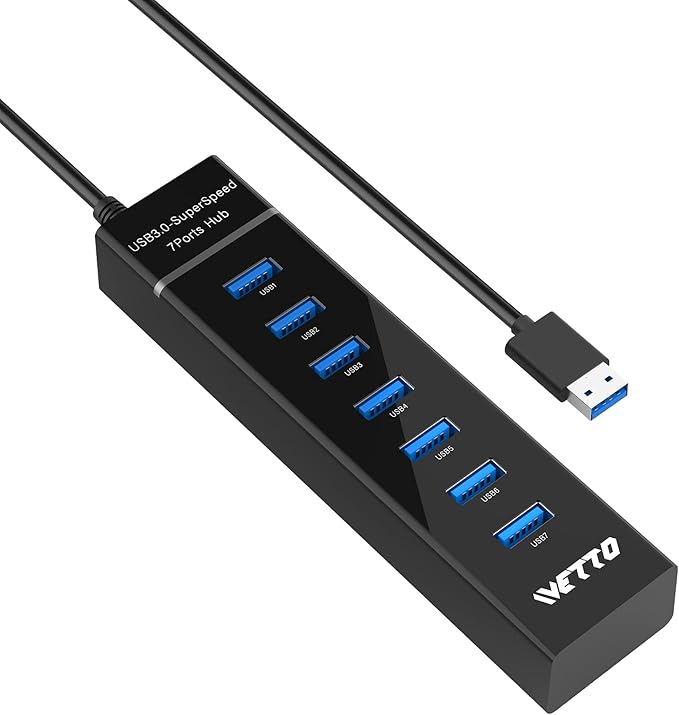 7-Port USB 3.0 Hub, IVETTO Data USB Hub Splitter by IVETTO