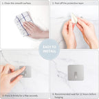 VIS'V Adhesive Hooks, Metal Shower Wall Stick on Hooks, Waterproof, 2 Extra - Image 6