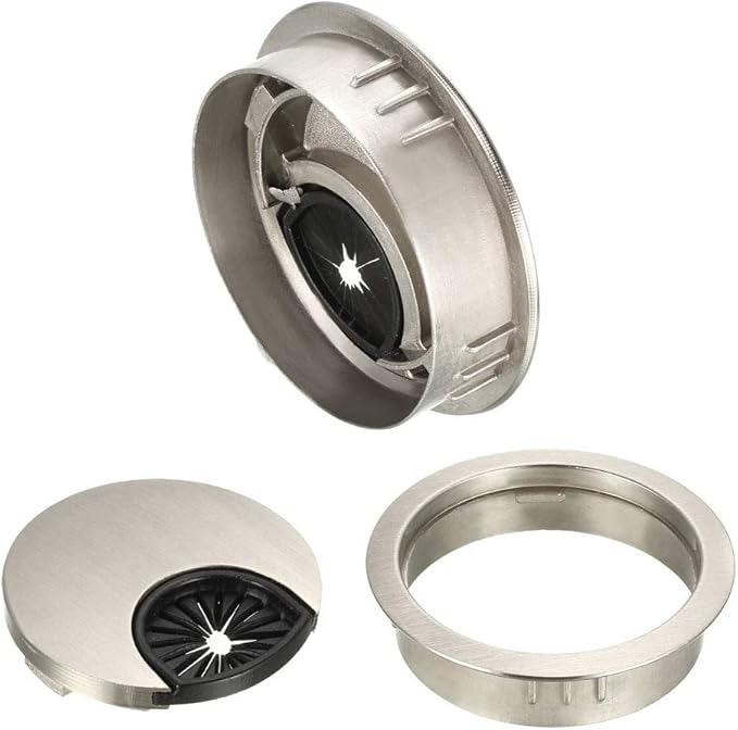 uxcell Cable Hole Cover, 2Inch/50mm Zinc Alloy Desk Wire Cord Cable Grommets - Image 3