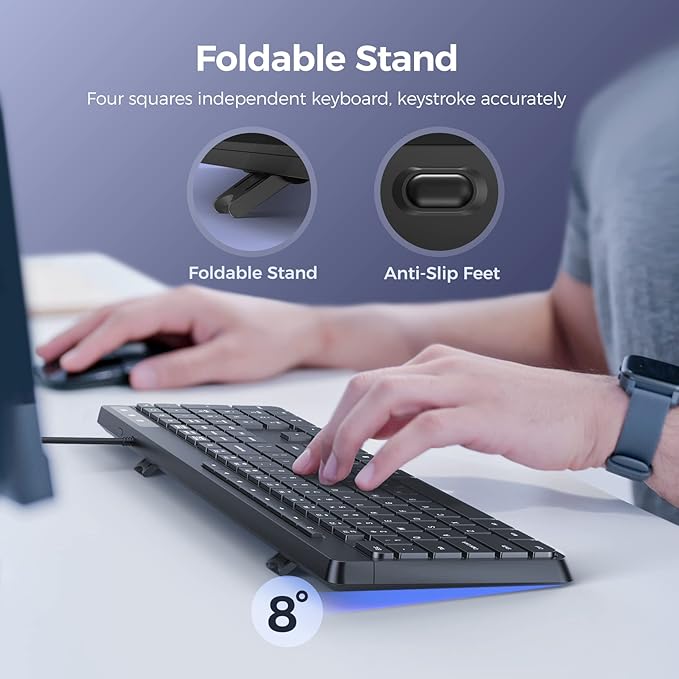Wired Keyboard, Quiet Keyboard, Silent Keyboardwith Low Profile Chiclet Keys - Image 6