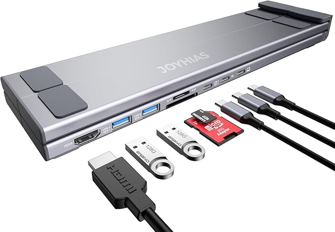 Laptop iPad USB C Docking Station Stand, Aluminum Tablet Holder, 8 in 1 USB C - Image 6