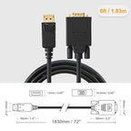 CableCreation Displayport to VGA Cable 6FT, Displayport to VGA Adapter Gold - Image 7