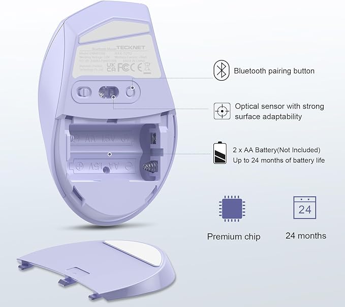 TECKNET Bluetooth Mouse, 4800 DPI Wireless Mouse, 2-Year Battery 6 Adjustable - Image 7
