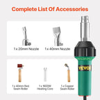 VEVOR Hot Air Plastic Welder, 1600W Hot Air Torch Pistol, 122-1112℉ PVC TPO - Image 6