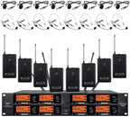 wenwen Wireless Microphone System Pro Audio 8 Channel UHF 8 Lavalier Bodypacks by WENWEN