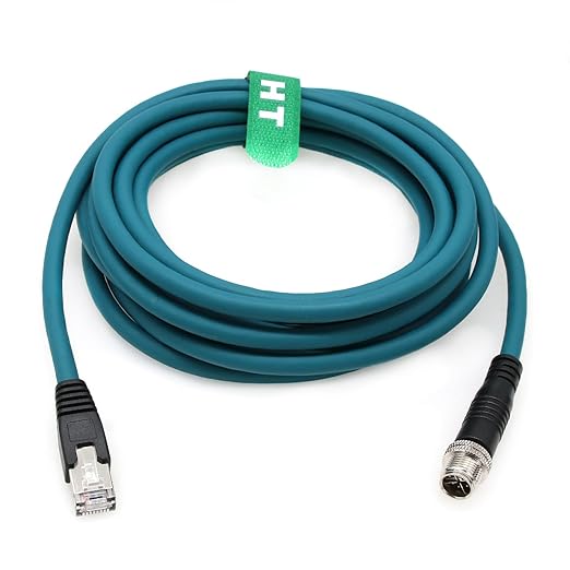M12 8 Pin X-Code RJ45 GigE Ethernet Network Cable CAT7e by HangTonConnect