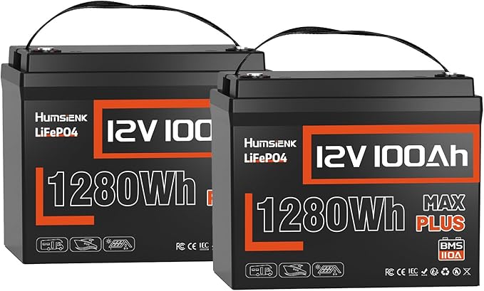 12V 100Ah LiFePO4 Lithium Battery MAX PLUS - 1280Wh Each by HumsiENK