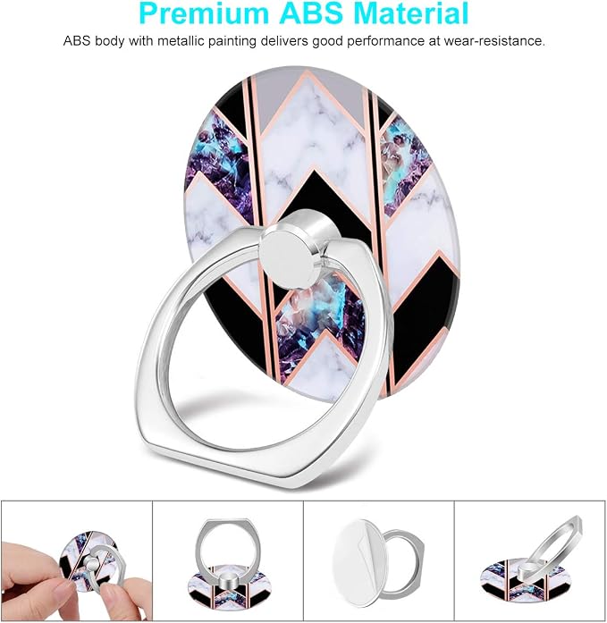 Bonoma Phone Ring Grip, 3 Pack Wave Geometric Marble 360 Degree Rotation 180 - Image 2