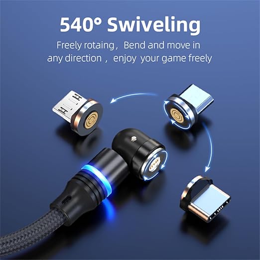 Magnetic Charging Cable 540° Rotation Magnet Phone Charger USB C Cable 3A Fast - Image 2