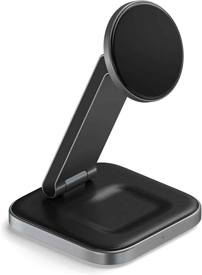 Satechi 2 in 1 Wireless Charger, Qi2 15W Dual Wireless Charger Stand, Foldable by Satechi