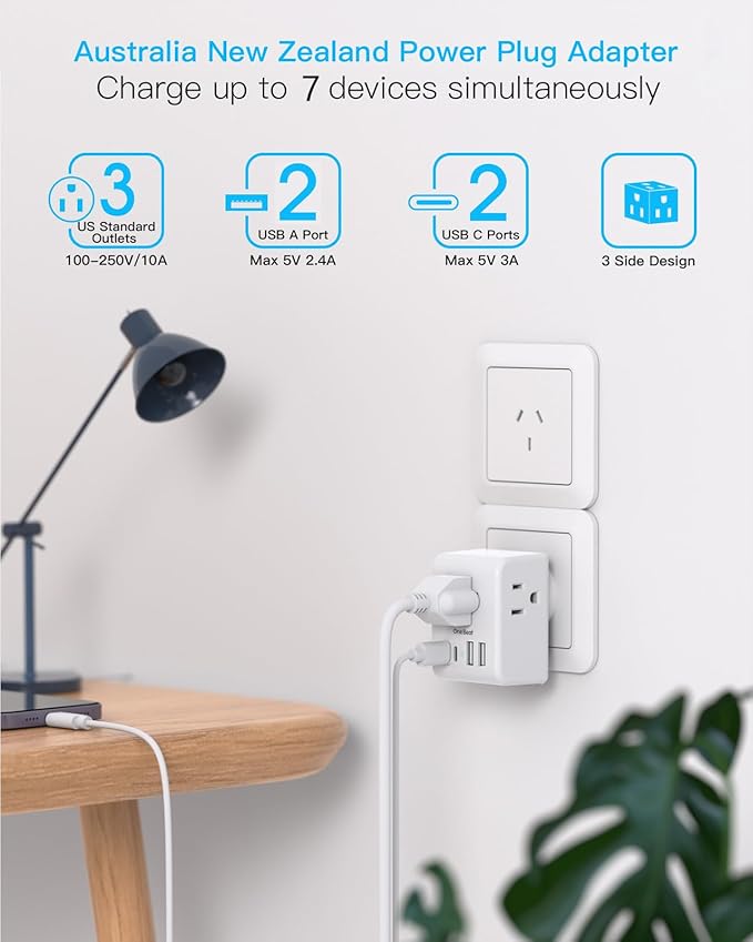 2 Pack Australia New Zealand Power Plug Adapter, Australia Travel Adapter - Image 3