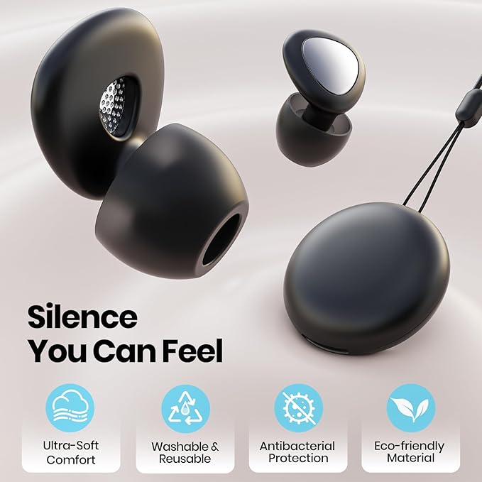 Ear Plugs for Sleeping Noise Cancelling, 45dB Reusable Silicone Ear Plugs for - Image 3