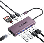 QGeeM USB C Hub Ethernet, 9 in 1 USB Type C Hub HDMI Multi-Port Converter by QGeeM