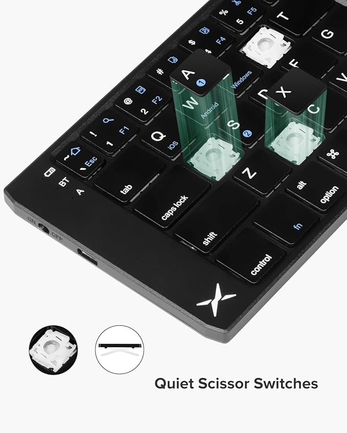 DeLUX Foldable Bluetooth Keyboard, Wireless Portable Travel Keyboard - Image 3