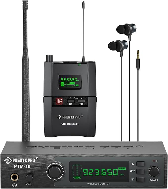 Phenyx Pro UHF Stereo Wireless in Ear Monitor System, Wireless IEM, 900MHz Band by PhenyxPro