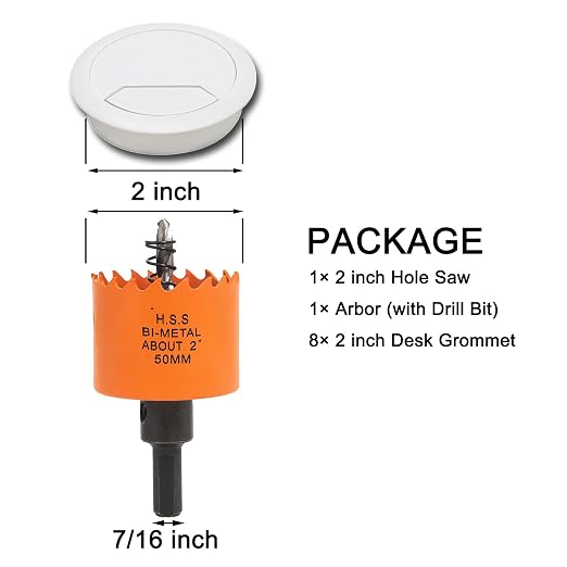 Desk Grommet 2 inch with Hole Saw, Desk Cord Hole Cover Grommet - Image 2