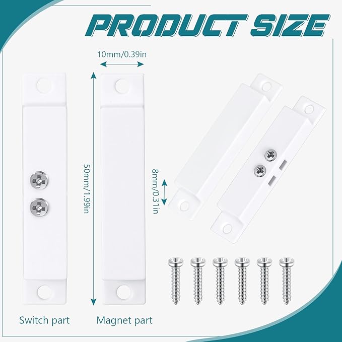 20 Sets NC Wired Surface Mounted Alarm Magnetic Door Contact Sensor Door Window - Image 2