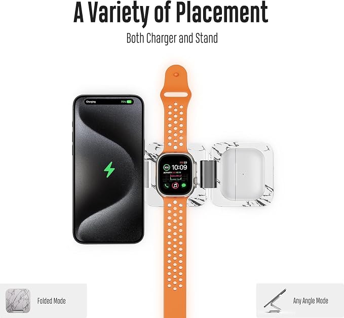 Fast Wireless Charger, Magnetic Foldable 3 in 1 Charging Station - Image 2