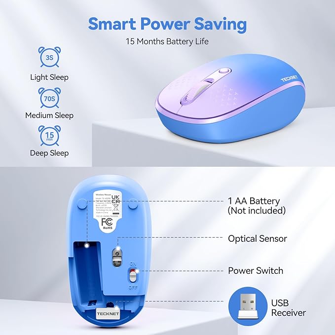 TECKNET Wireless Mouse, 2.4G Quiet Computer Mouse - Image 6