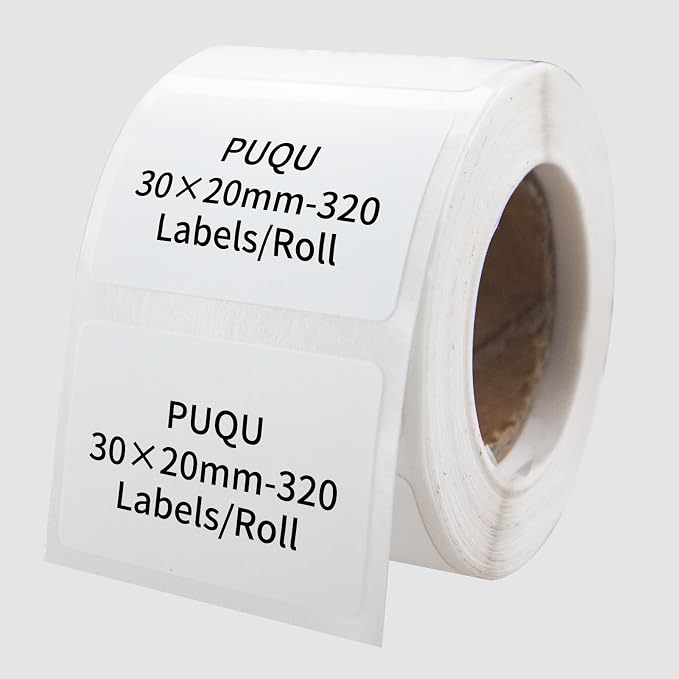 PUQU 30x20mm Direct Thermal Sticker Labels, Self-Adhesive All-Purpose Label by PUQU