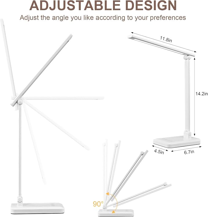 LED Desk Lamp with USB Charging Port Whole White - Image 6