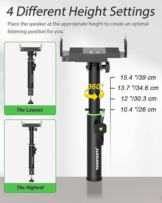 Set of 2 Dual Side Clamping Studio Monitor Stands Desk Clamp Speaker Stands - Image 3