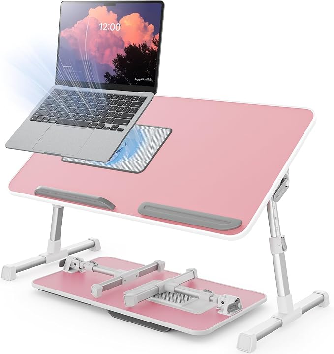 Laptop Desk for Bed with Cooling Fan, SAIJI Height & Angle Adjustable Laptop by SAIJI