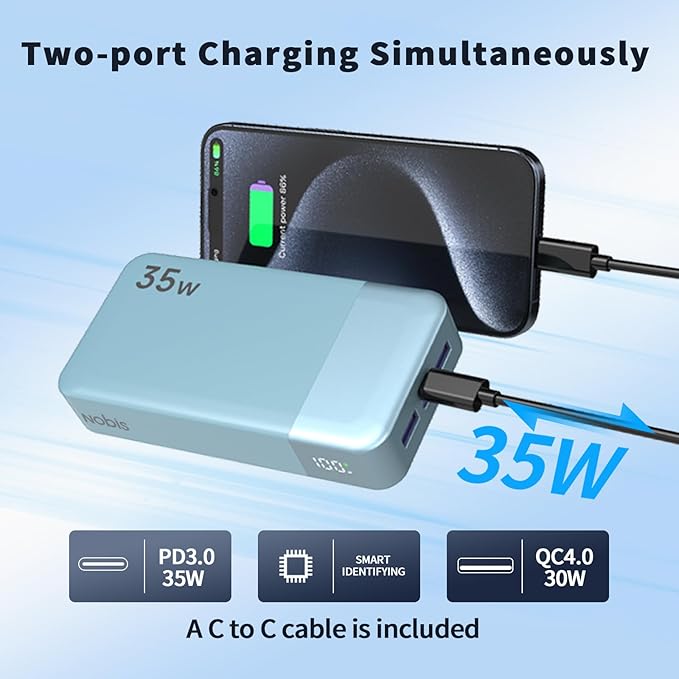 NOBIS Portable Charger, 20000mAh Power Bank, 35W Power Bank Fast Charging - Image 3