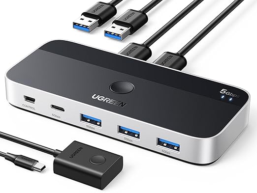 UGREEN USB 3.0 Switch 2 Computers Sharing USB C & A Devices, 4 Port USB by UGREEN
