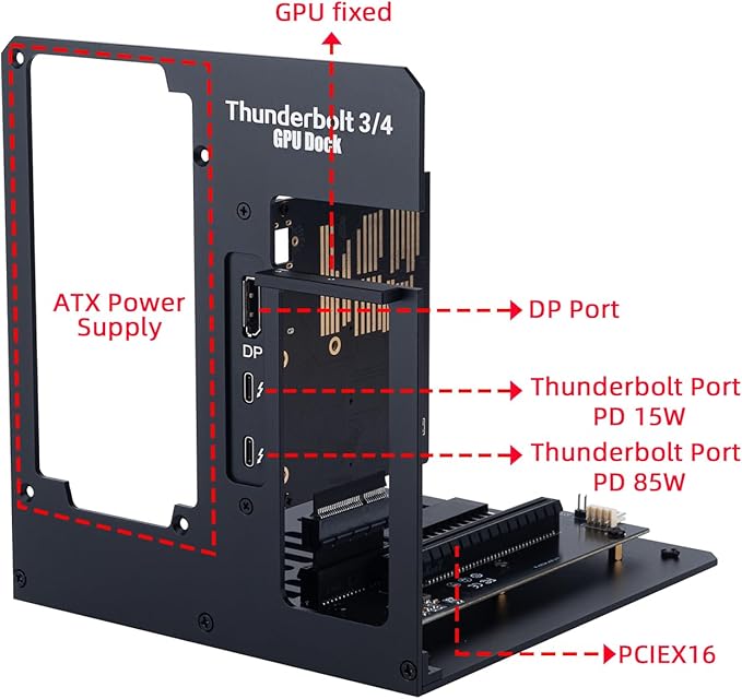 eGPU Enclosure Thunderbolt 3/4 USB4 40Gbps PD 85W Charging External GPU Dock - Image 3
