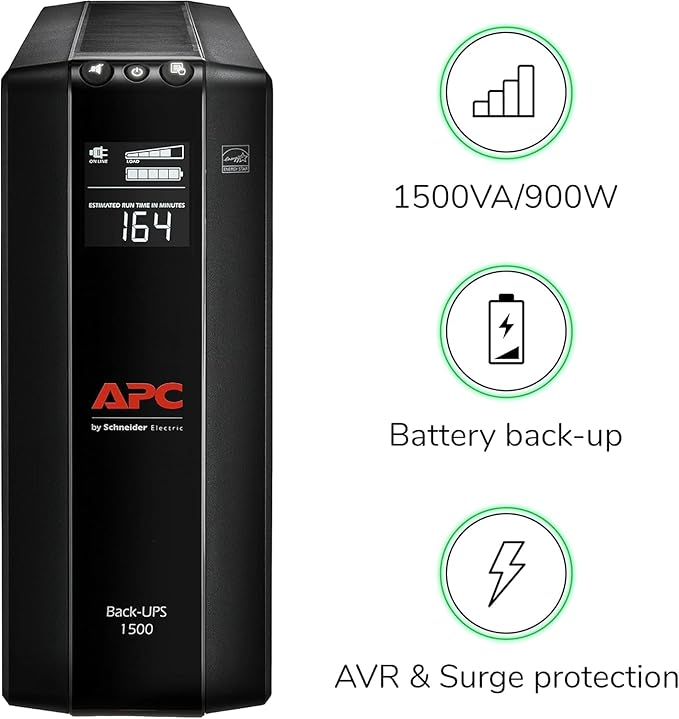 APC UPS Back-UPS Pro 1500VA UPS, 900W Battery Backup & Surge Protector - Image 4
